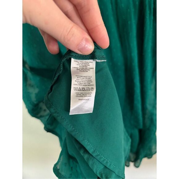 Loft Clip Godet Flare Dress SZ 0 Swiss Dot Mature Classy Cocktail Long Sleeve - Picture 6 of 7